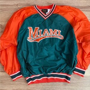 Vintage Big Land Miami Hurricanes Logo Green and Orange Jacket